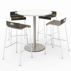 KFI Studios Pedestal Bistro Table with Four Espresso Jive Series Barstools, Round, 36