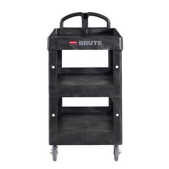 Rubbermaid BRUTE 3-Shelf Heavy-Duty Ergo Lipped Utility Cart, Resin, 3 Shelves, 600 lb Capacity, 25.24