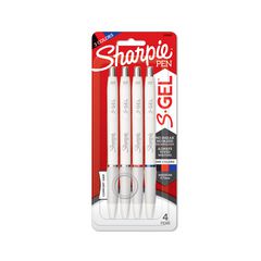 Sanford S-Gel Fashion Barrel Pen, Retractable, Medium 0.7 mm, Assorted Color Ink, White Barrel, 4/Pack
