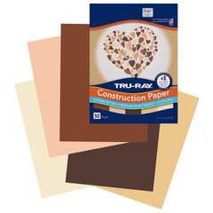 Pacon Corporation Tru-Ray Construction Paper, 70 lb Text Weight, 9 x 12, Assorted Skin Tone Colors, 50/Pack