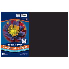 Pacon Corporation Tru-Ray Construction Paper, 76 lb Text Weight, 12 x 18, Black, 50/Pack, 25 Packs/Carton