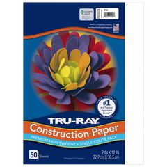 Pacon Corporation Tru-Ray Construction Paper, 76 lb Text Weight, 9 x 12, White, 50 Sheets/Pack, 50 Packs/Carton