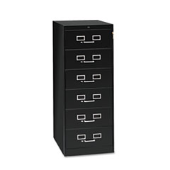 Tennsco Six-Drawer Multimedia/card File Cabinet, Black, 21.25