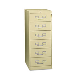Tennsco Six-Drawer Multimedia/card File Cabinet, Putty, 21.25