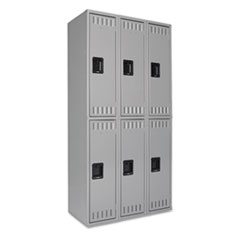 Tennsco Double Tier Locker, Triple Stack, 36w X 18d X 72h, Medium Gray