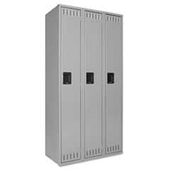 Tennsco Single-Tier Locker, Three Lockers with Hat Shelves and Coat Rods, 36w x 18d x 72h, Medium Gray