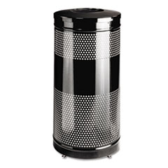 Rubbermaid Classics Perforated Open Top Receptacle, 25 gal, Steel, Black