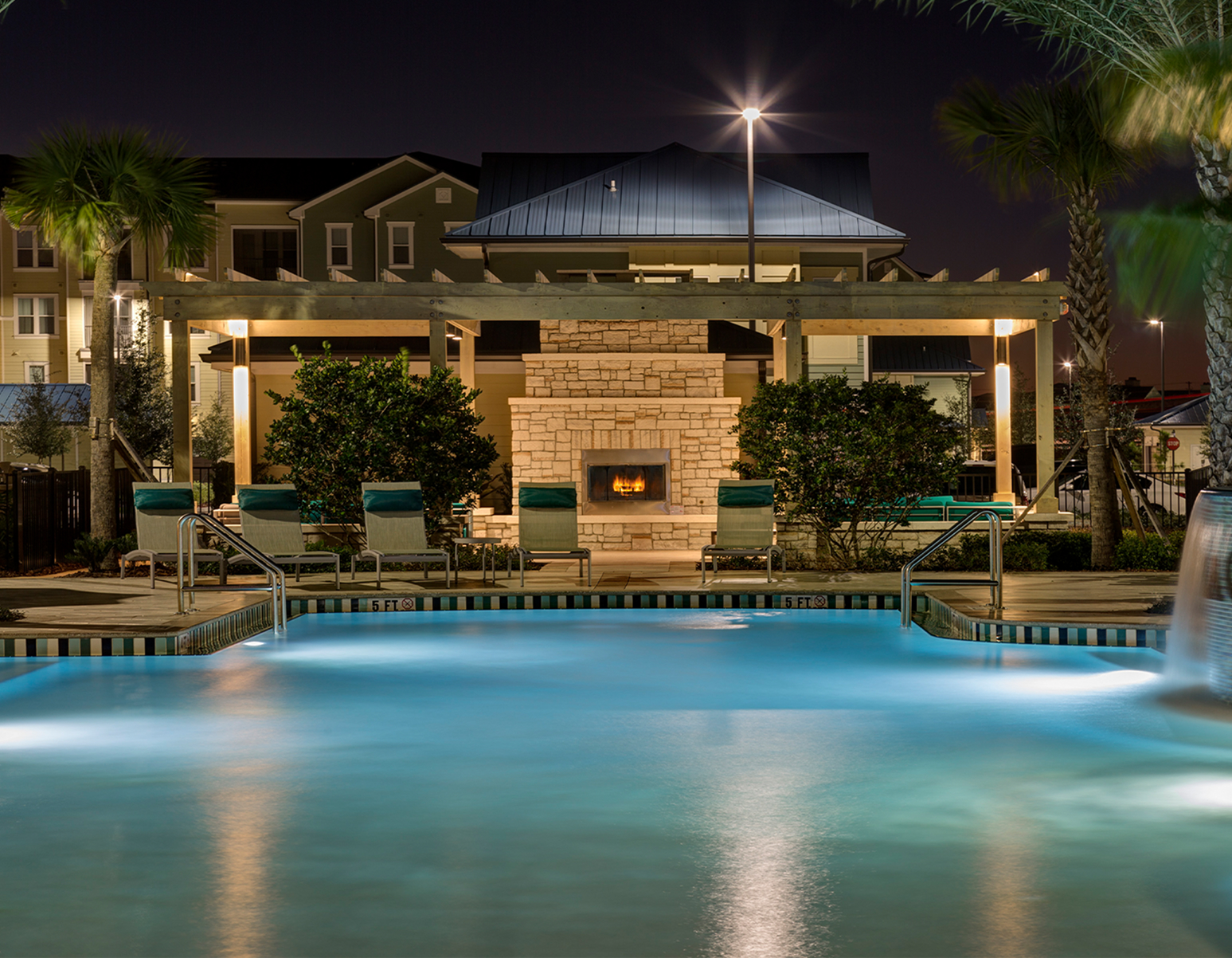 Panther Residential community pool at night