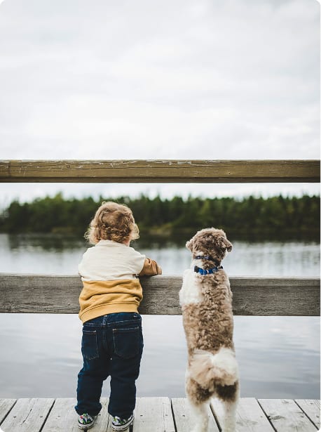 Boy and dog photo